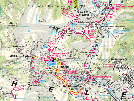 Ausschnitt aus Wanderkarte Nr.38 Pillerseetal