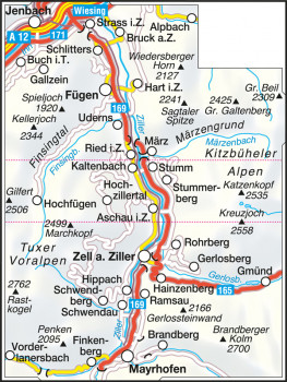 Blattübersicht Wanderkarte Nr.26 Zillertal