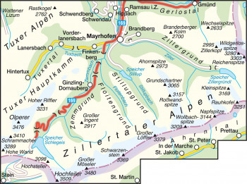 Blattübersicht Wanderkarte Nr.28 Zillertaler Alpen